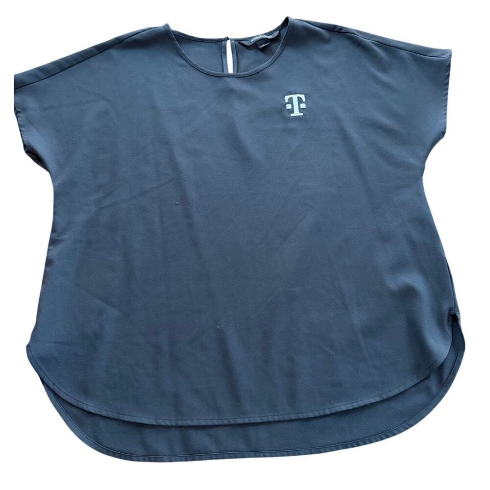 Mercer+Mettle Stretch Crepe Crew Top Dark Gray T-Mobile Logo Size Large